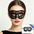 Elegante maschera di pizzo nero con motivo a rose per feste in maschera da donna - Nero
