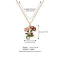 Gold carnation floral pendant necklace with enamel detail, birth flower jewelry - January Carnation