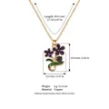 Purple enamel flower necklace pendant with copper chain and dimensions - February Violet