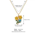 Enamel flower necklace with blue gemstone, birth flower birthday gift for women - March Daffodil