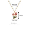 Floral enamel pendant necklace in copper, 17.72+1.97 inch length rose design jewelry - June Rose