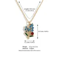 Blue floral enamel birth flower pendant necklace with dimensions and weight specs - July Larkspur