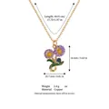Purple enamel flower pendant necklace made of copper with detailed size and weight specs - September Aster