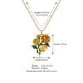 Gold-tone enamel chrysanthemum birth flower pendant necklace with size measurements - November Chrysanthemum