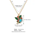 December birth flower necklace with enamel holly pendant and blue turquoise stone - December Holly