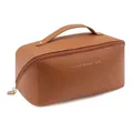 Grand sac à cosmétiques de voyage portable marron avec poignée et fermeture éclair - Marron