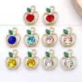 Assorted apple rhinestone charms in various vibrant colors for DIY jewelry making kits - Mixed Color Rhinestone Apple (SN1827)