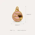 Stainless steel pink cake pendant charm with Happy Birthday gold details for DIY jewelry - Large Gold Cake Pendant