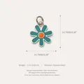 Blaugrüner und oranger Edelstahl-Blumenanhänger DIY mit präzisen 14,7 mm Abmessungen - Gänseblümchen Anhänger