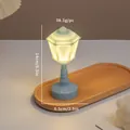 Mini vintage street lamp night light in blue, height 14cm with warm LED glow - S02 Street Light Style Lamp / Blue