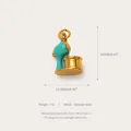Creative teal enamel mixer charm in gold-plated stainless steel for DIY jewelry. - Gold Mixer Style