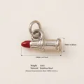 Pendentif breloque rouge à lèvres créatif en acier inoxydable avec dimensions détaillées - Rouge à lèvres