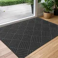 Non-slip dark grey geometric entry doormat perfect for home outdoor and indoor use. - 50*80cm / Rhombus Pattern-Gray