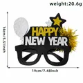 Gafas de fiesta de Año Nuevo con montura de sombrero de copa y purpurina dorada brillante - Gafas de Año Nuevo / Estilo Estrella Letra Globo