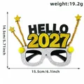 Gafas de fiesta con purpurina plateada para 2027 con estrellas doradas y medidas - Gafas de Año Nuevo / Estilo Estrella Fuegos Artificiales 2027