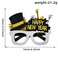 Gafas de fiesta Happy New Year en negro y dorado con sombrero de copa brillante - Gafas de Año Nuevo / Estilo Estrella Letra Chistera