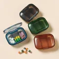 Detailed view of a portable 3-compartment pill box container for medicine storage - 3-Grid Pill Box / Individual Bag / Transparent Blue