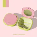 Estuche portátil para retenedores dentales con espejo y capa de drenaje en rosa y verde - Rosa y Verde