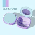 Estuche portátil para retenedores dentales con espejo en color azul y violeta diseño - Azul y Púrpura