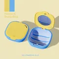 Estuche para retenedores amarillo y azul real con espejo y capa de drenaje. - Amarillo Azul
