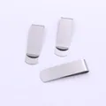 Macro detail of minimalist stainless steel money clips with a polished silver finish. - Stainless Steel Book Clip / 1 Piece