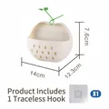 Minimalist white apple-shaped wall hanging storage box with one traceless adhesive hook - Adhesive Type / 1 Piece / White