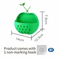 Green apple-shaped wall mounted storage box with 14cm width and adhesive sticker - Adhesive Type / 1 Piece / Green