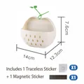 Contenitore da parete a forma di mela bianco crema con adesivi magnetici e ganci - Tipo Magnetico + Adesivo / 1 Pezzo / Bianco