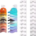 Detailed view of white wall-mounted hat organizer showing storage capacity for caps - 1 Piece / White