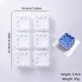 6-cavity wavy square mousse cake silicone mold with product dimensions and weight - 6-Cavity Square / White