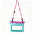 Large capacity waterproof phone pouch with pink crossbody strap and mint green trim - Double-Layer Air Cushion / 22x20x3cm / Blue