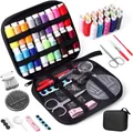 Professional household sewing kit with multi-colored threads and portable black zipper case - Black Oxford Cloth Style / Mini Handheld Magnifier Style