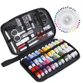 Professional portable sewing kit including 36 colorful thread spools and essential tools - 130 Pieces Sewing Kit (Small Handle)