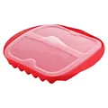 Heat-resistant red microwave bacon cooker tray with a translucent lid. - Red