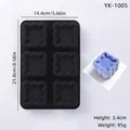 6-cavity black wavy square silicone mousse mold for DIY cake baking, 21.8x14.4cm size - 6-Cavity Square / Black