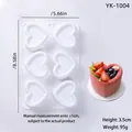 6-cavity heart-shaped silicone mousse mold for professional cake baking and DIY desserts - 6-Cavity Heart / White