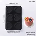 Professional 6-cavity black heart shaped silicone mold for mousse cake and DIY baking - 6-Cavity Heart / Black
