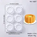 6-cavity silicone mousse cake mold for DIY baking, total size 14.4x21.8cm with height 3.7cm - 6-Cavity Round / White