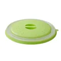 Safe collapsible green silicone microwave lid and splatter guard for food heating - Green