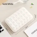 21-compartment portable travel pill organizer box in solid white finish with dimensions - 18x12x3.6cm / Solid White