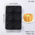 Black 6-cavity fluted silicone mousse mold for cake baking, 21.8x14.4cm size - 6-Cavity Round / Black