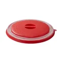 Red collapsible silicone microwave splatter cover lid with ventilation holes for food - Red