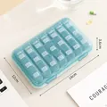 Transparent blue weekly pill organizer with 21 compartments for travel - 18x12x3.6cm / Transparent Blue