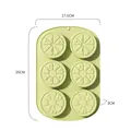 6-cavity light green silicone ice cube mold with lemon slice designs, 26x17.5cm - Lemon / 115g / Lemon Green