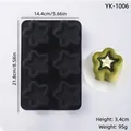 6-cavity star shaped silicone mousse mold for DIY cake and candle making - 6-Cavity Star / Black