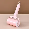 Washable pink lint roller for pet hair and clothes with plastic handle and loop - Washable with Cover / Pink