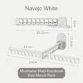 Multi-functional folding wall-mounted clothes drying rack in white with dimensions - White