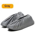 Durable and washable grey fabric shoe covers for indoor protection - Adult Mesh Style / Gray