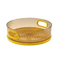 Large rotating cosmetic storage tray organizer in amber brown with bright yellow handles - Large (23*23*7cm) / Orange