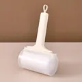 Rouleau anti-peluches lavable et réutilisable pour poils d'animaux blanc crème avec manche - Modèle Détachable / Jaune
